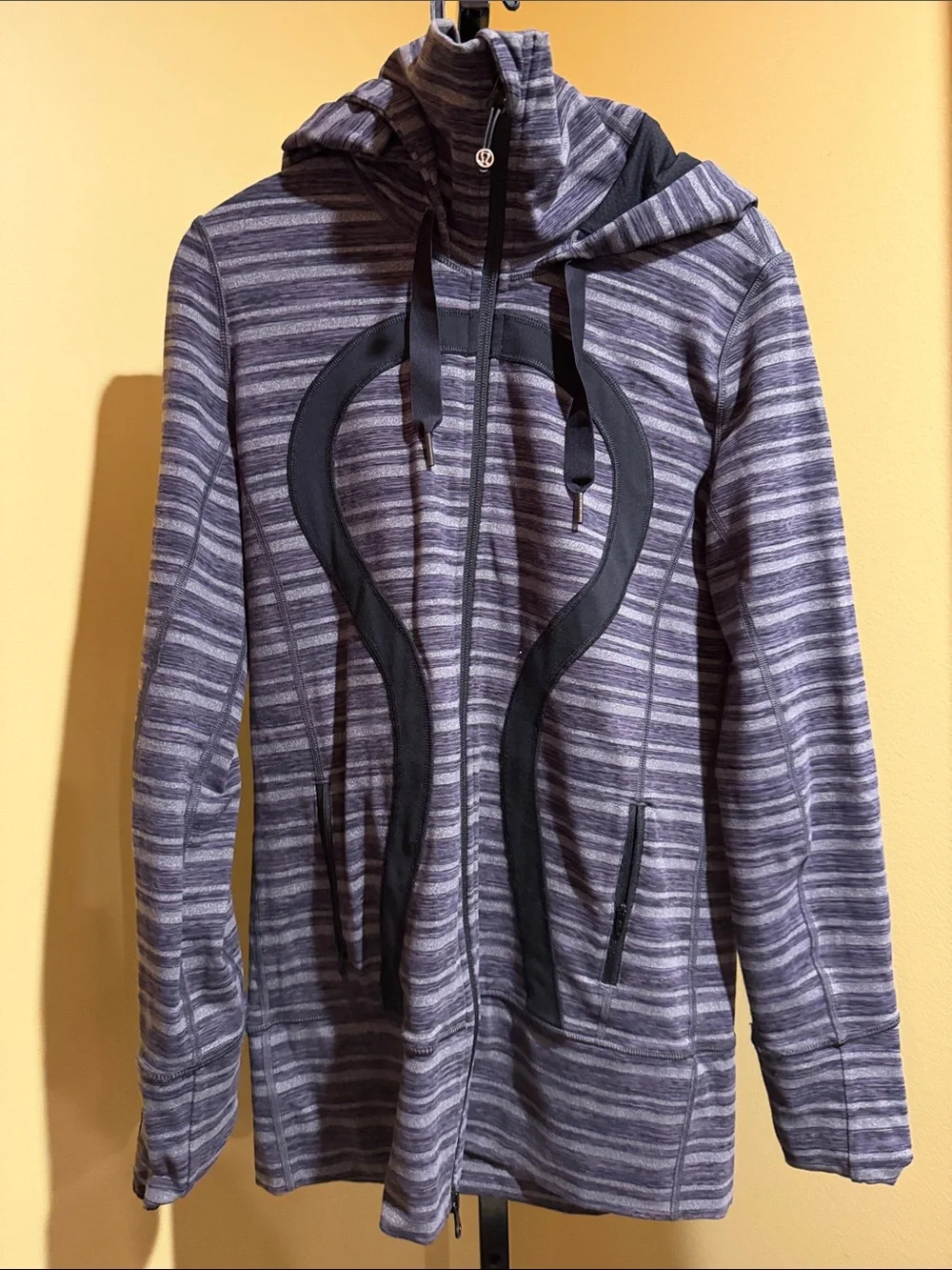 lululemon athletica Purple Stripe Hooded Jacket with Black Trim